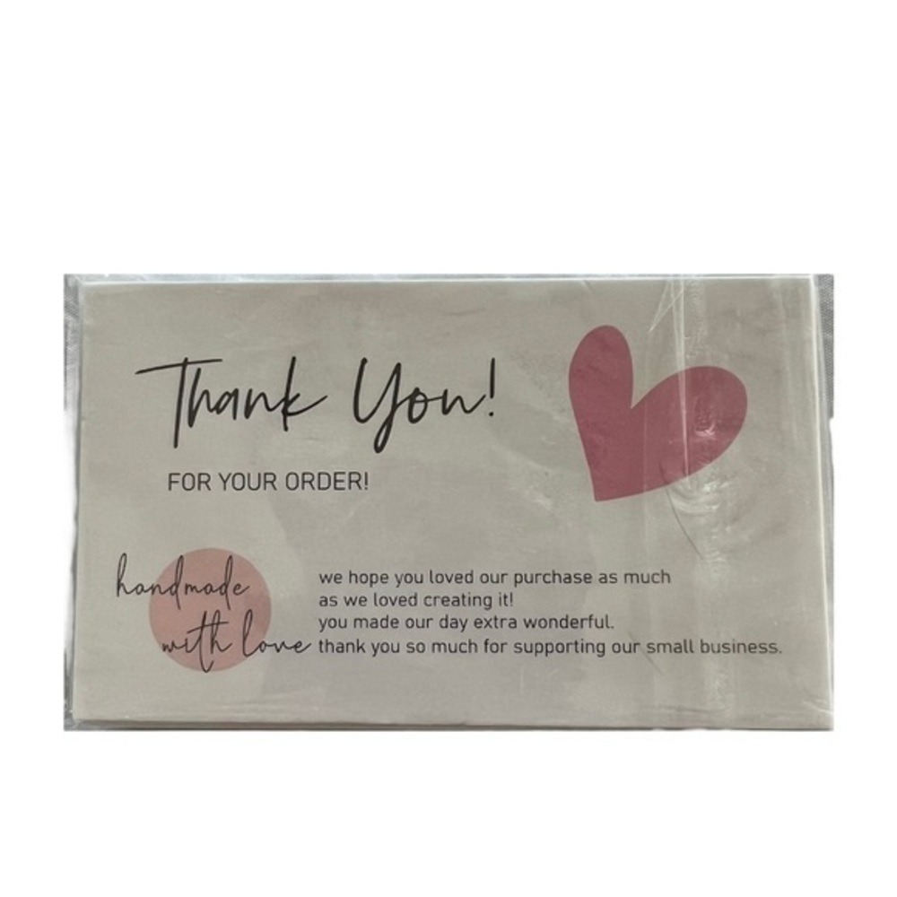NEW - Thank You Cards - Handmade With Love - Pink‎ - 3.5"x2" - 30 Pieces